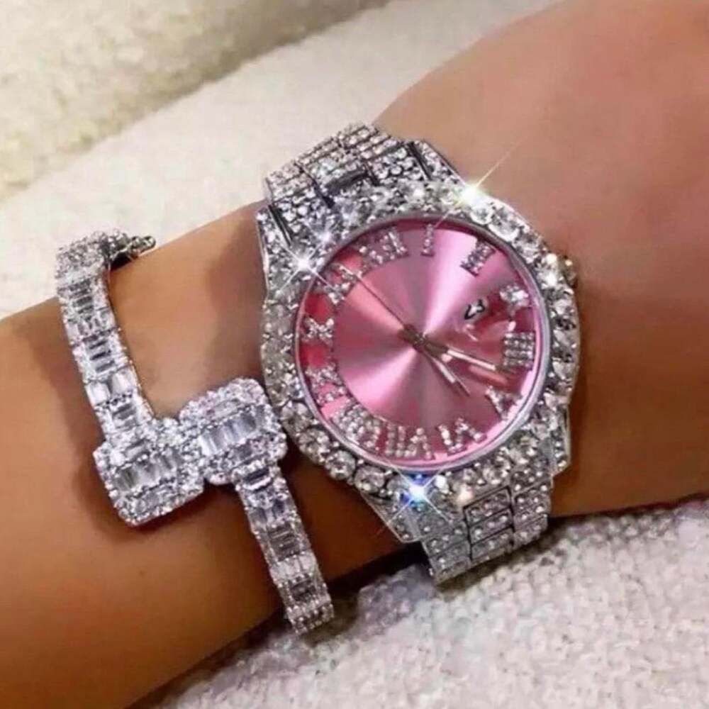 Women's Pink and Silver Watch